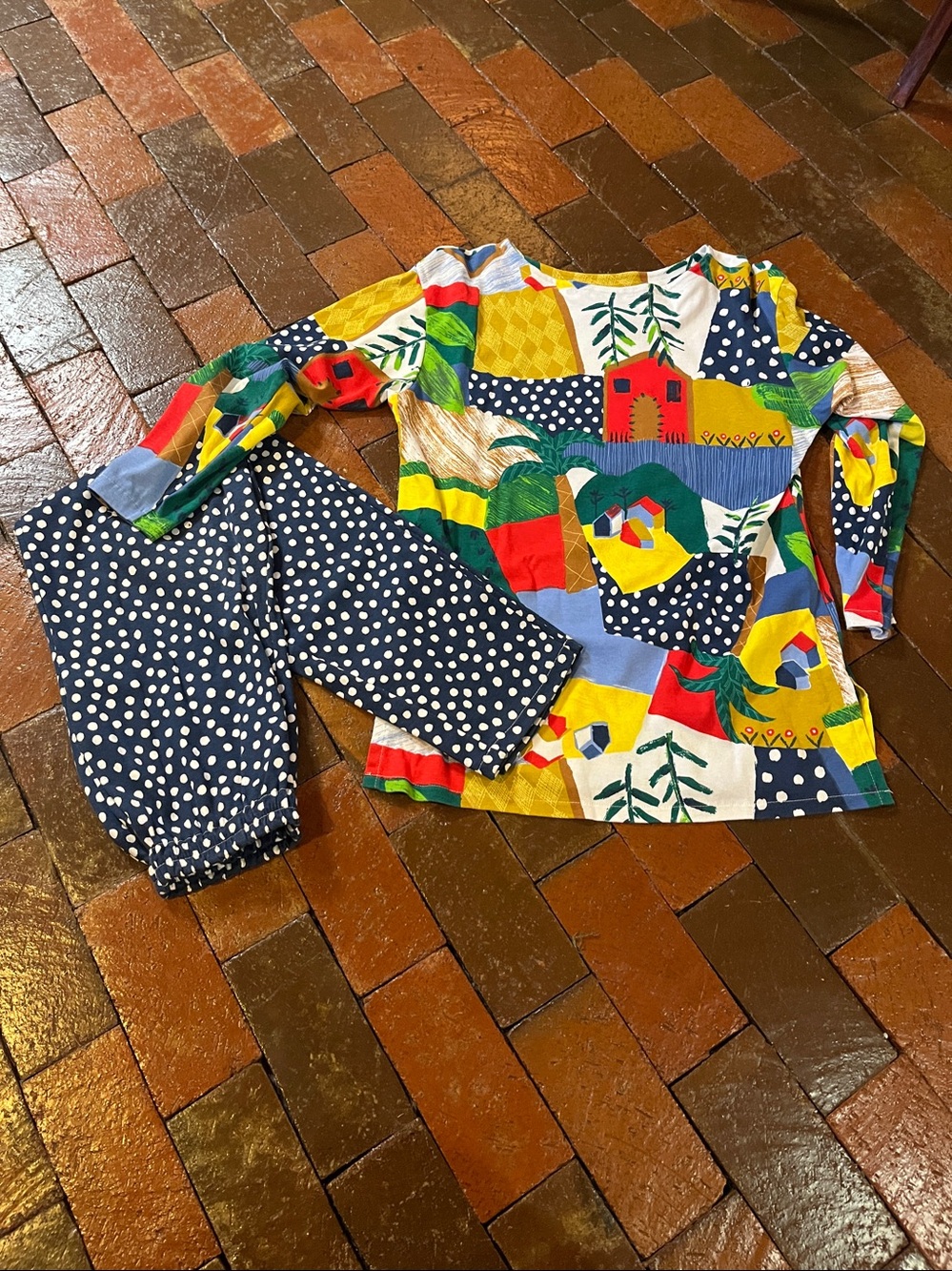 Vintage Shane Lee Inc. SMALL tunic top and pull on pants Vivid Boho Art 2225